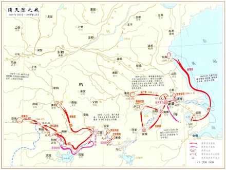 隋灭陈之战形势图 
