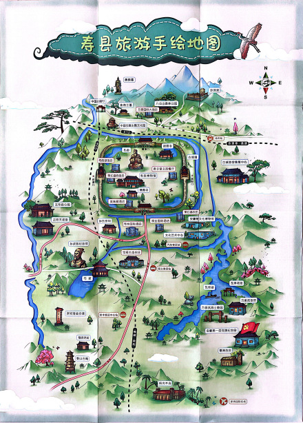 寿县旅游手绘地图