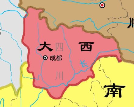 1644年张献忠建立的大西政权范围