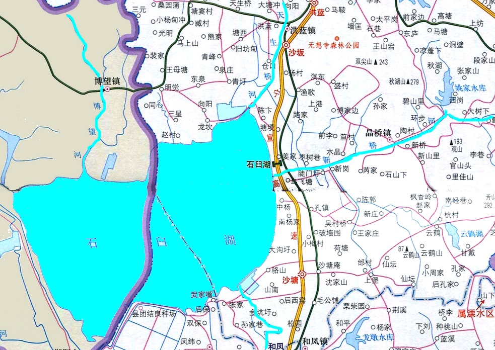 石臼湖东部水系图