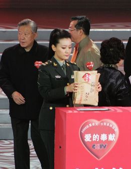 谭晶“爱的奉献”晚会上追加20万善款