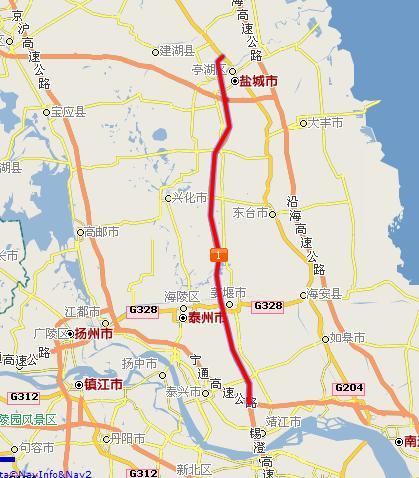 盐城—靖江高速公路线路示意图