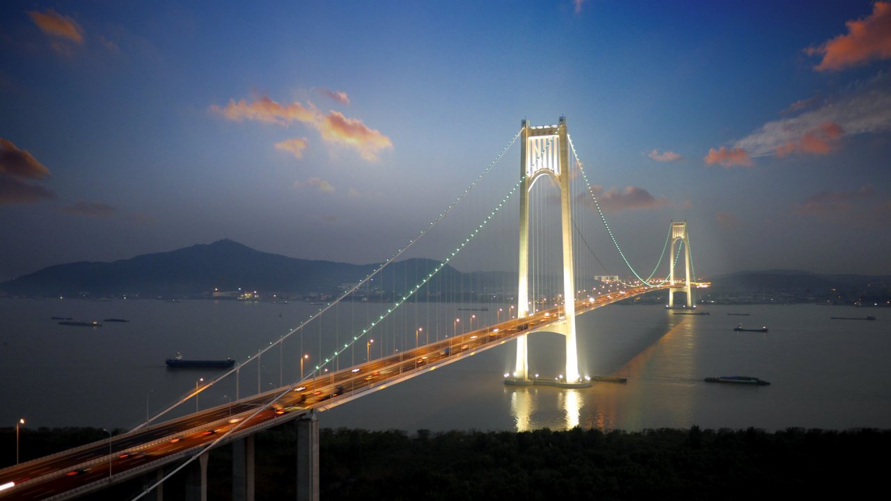 南京栖霞山长江大桥夜景图