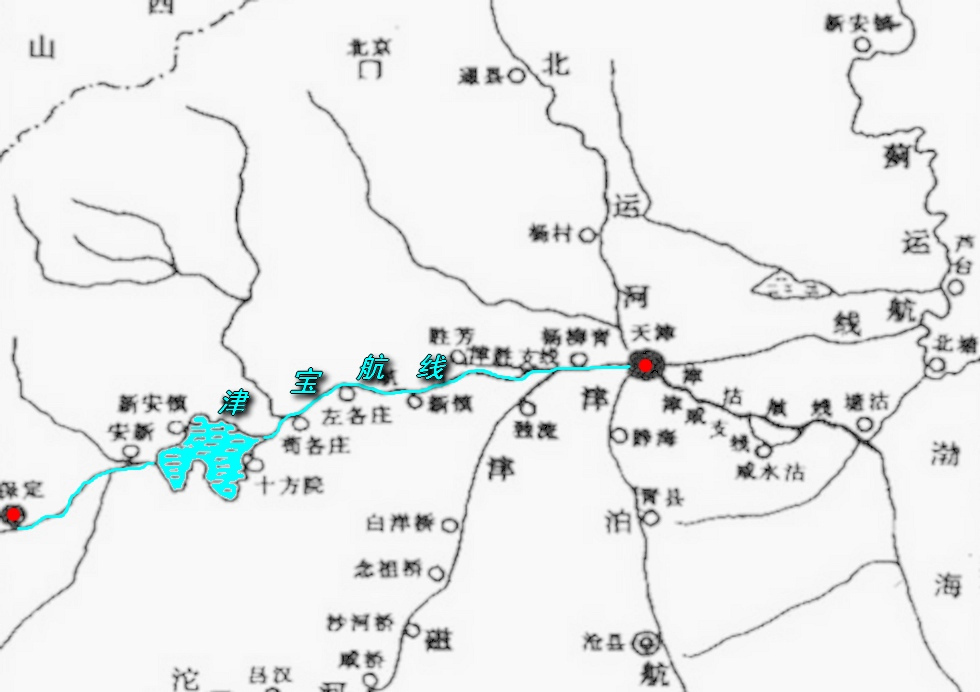 河北省内河航局客运航线示意图(1937年6月)