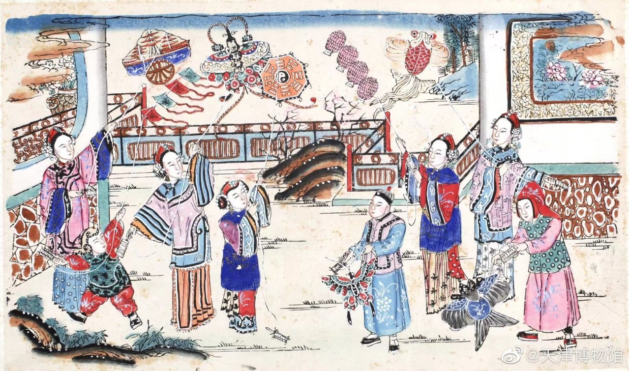 杨柳青年画 放风筝