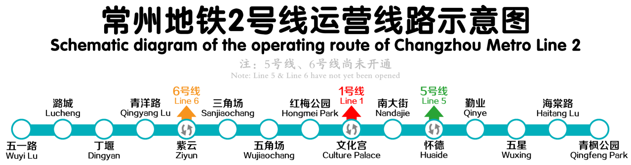 常州地铁2号线运行线路图