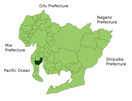 半田市在日本爱知县的位置