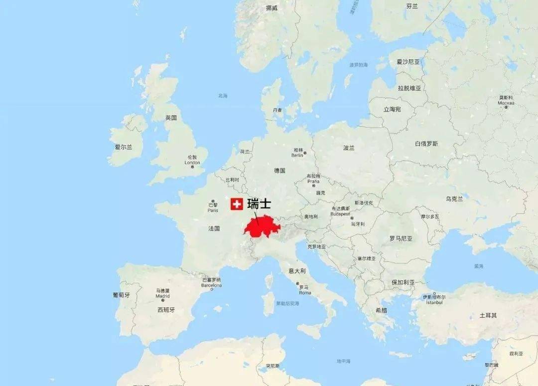 瑞士在欧洲所处位置