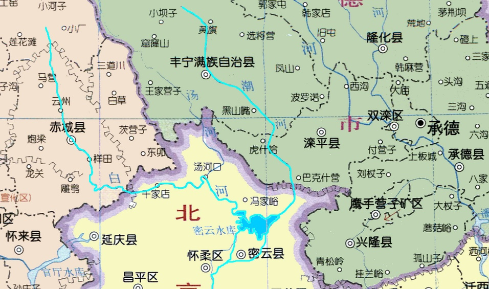 潮白河干流走向图
