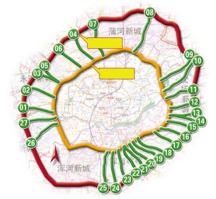 沈阳四环主要出口示意图