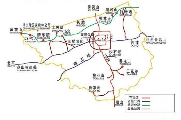 清东陵景区地理位置示意图