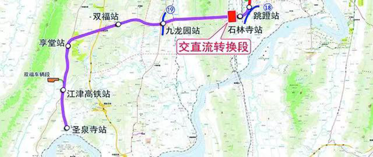 重庆市郊铁路江跳线线路走向示意图