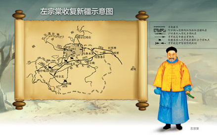 左宗棠收复新疆示意图