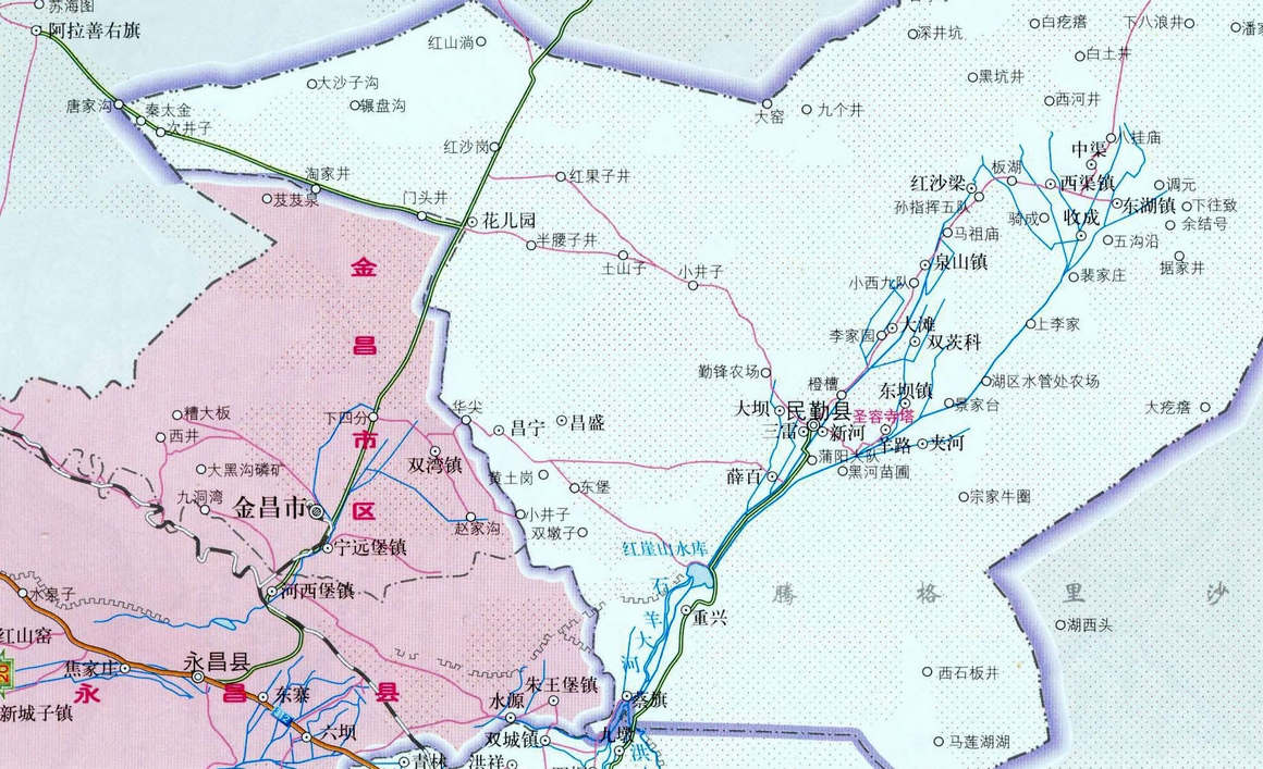 石羊河水系图