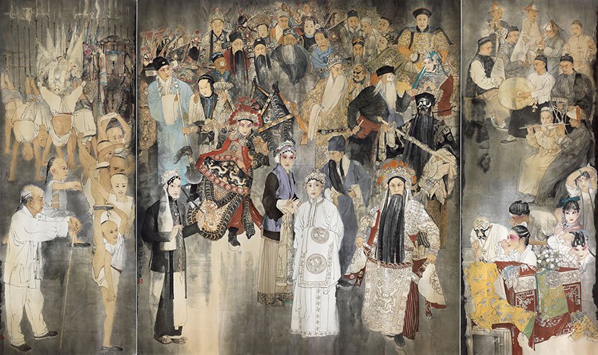 王颖生绘国画《中国京剧—徽班进京》 