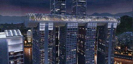 来福士广场空中水晶连廊外观