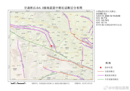 震中附近活断层分布图 