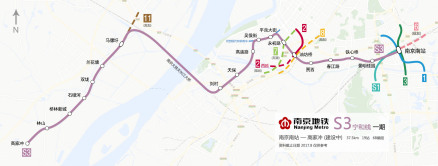 南京地铁S3号线线路走向示意图