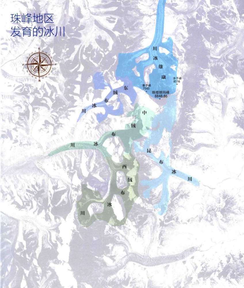 珠峰地区发育的冰川
