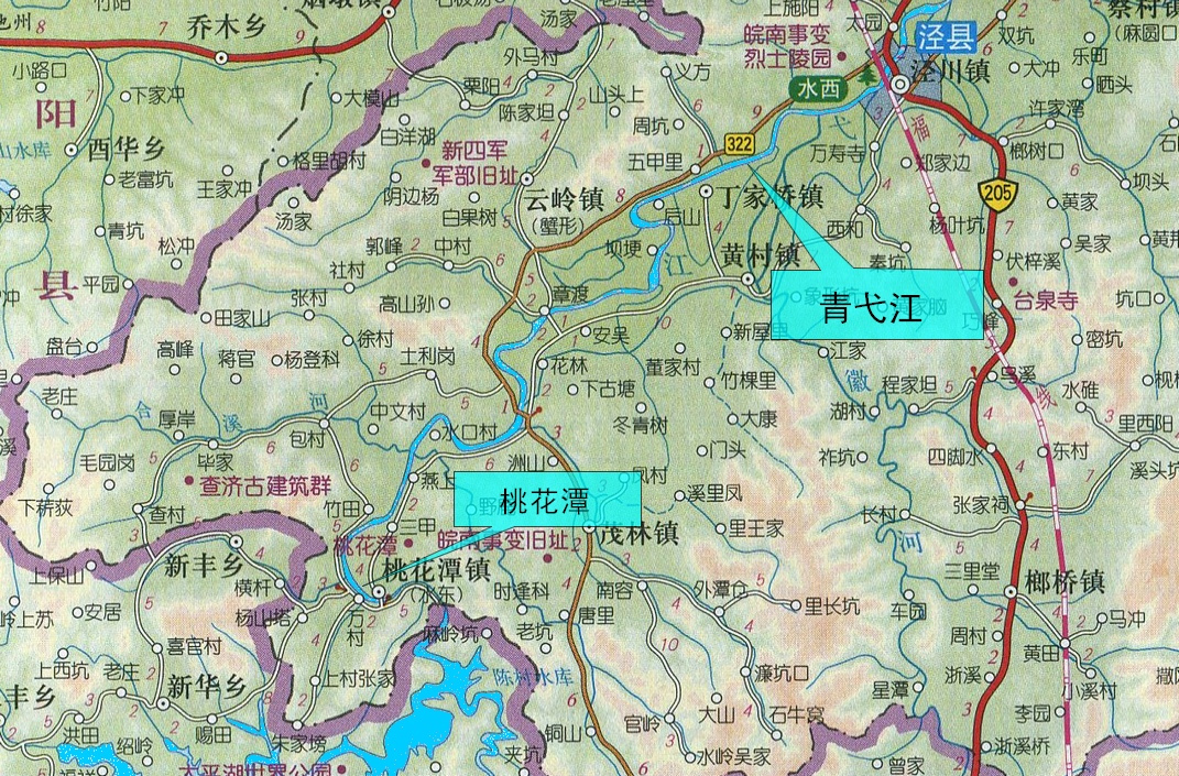 桃花潭在泾县的位置及水系状况
