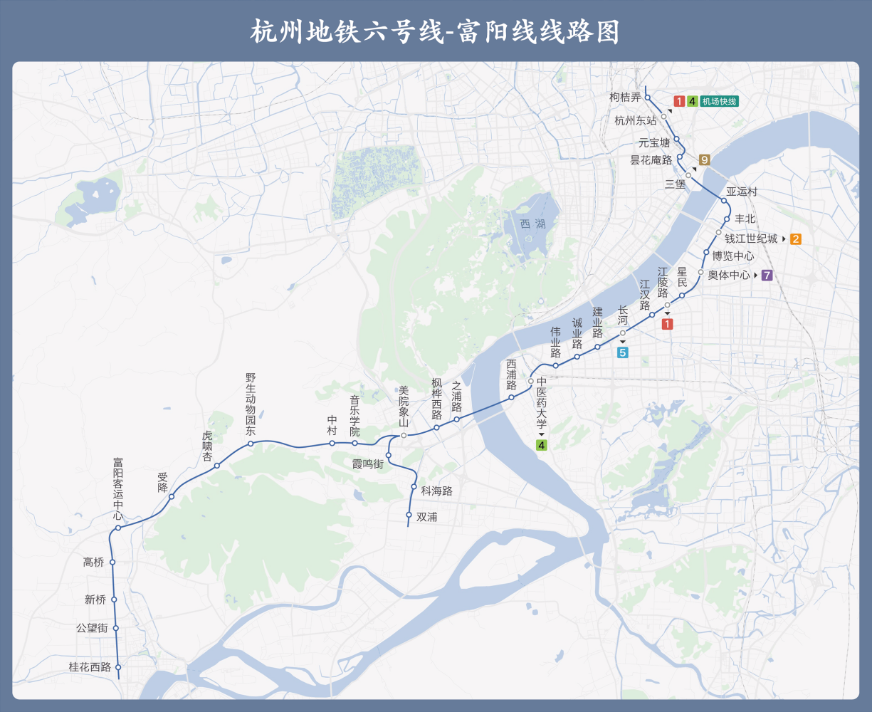 杭州地铁6号线线路走向示意图