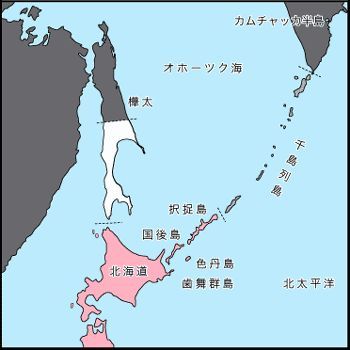 南北分治时期的库页岛划分示意图