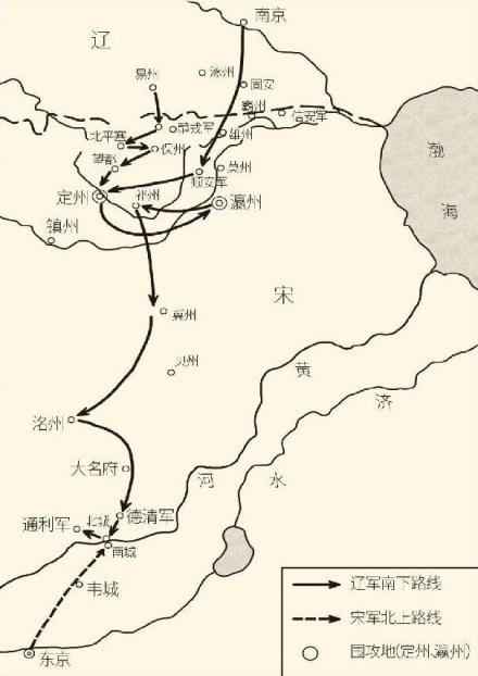 澶渊之战（地理位置进军线路参考《中国历代战争史》及相关史料）