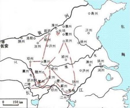 王仙芝起义军作战路线图