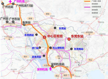 东莞市铁路枢纽分布示意图