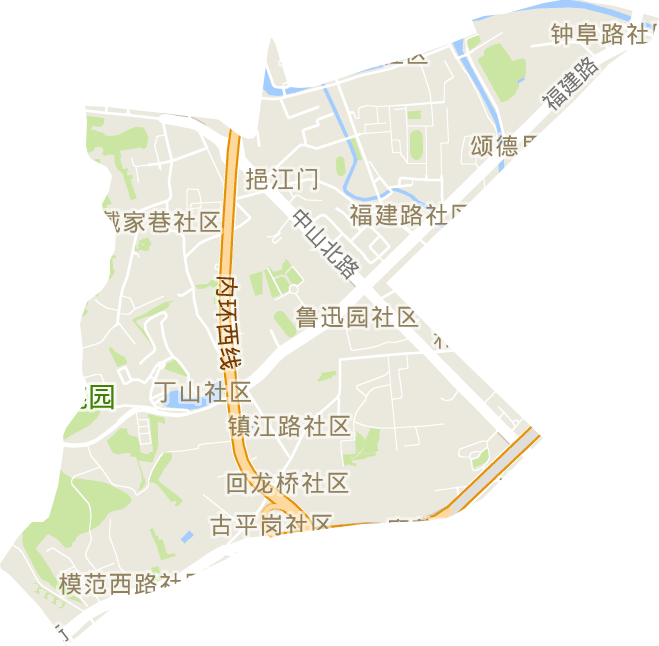 挹江门街道地形图