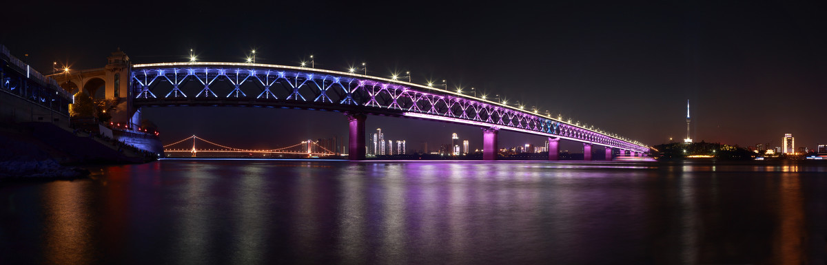武汉长江大桥夜景照明