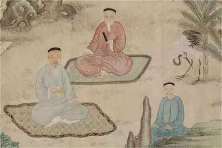 《授经图》中红衣者为阮元，左为吴荣光，右为何绍基 