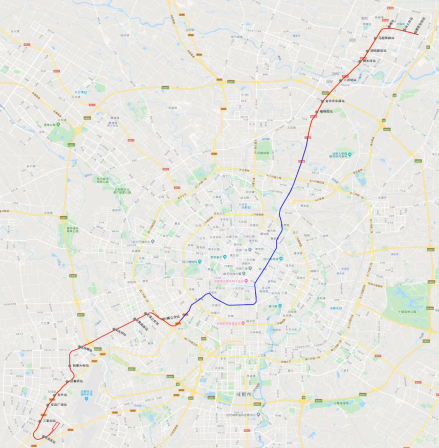 成都地铁3号线线路实际走向图