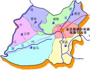 孟连县行政区划图