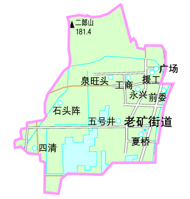 老矿街道政区图 