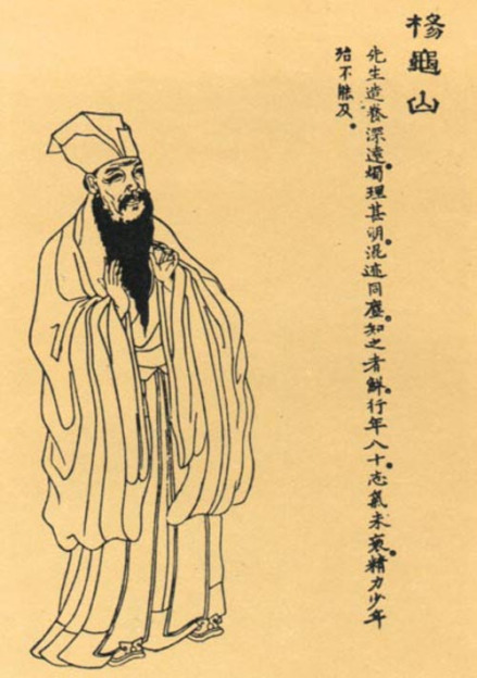 杨时题跋像取自清上官周绘，乾隆八年刻本《晚笑堂画传》。