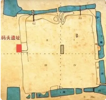 呈四方型大浪古城分布图