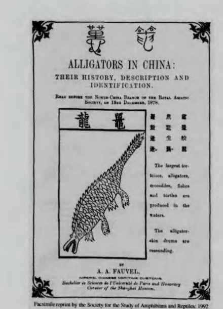 Fauvel发表的扬子鳄命名文章