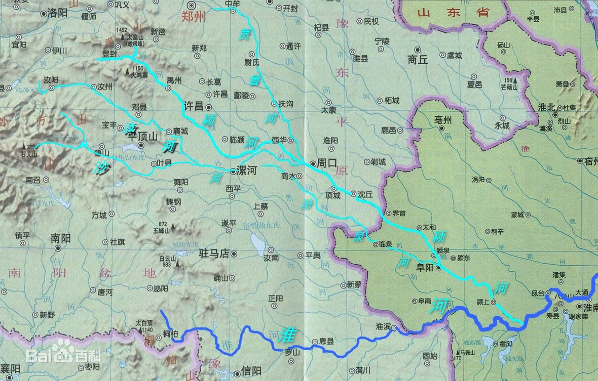 颍河位置及流向
