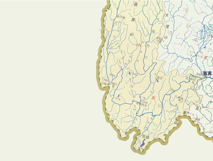 金沙江水系及流域范围 