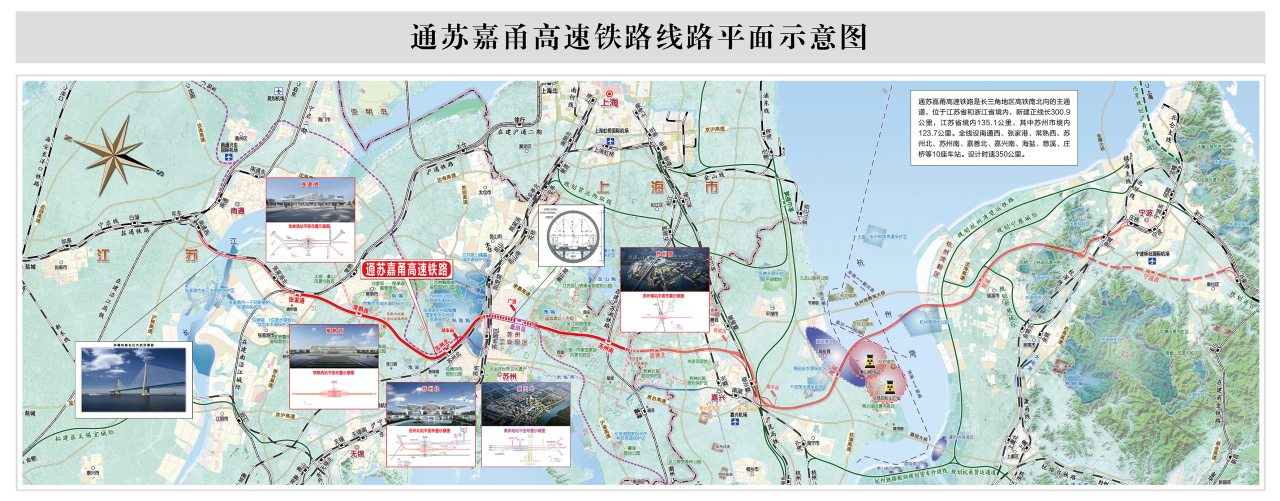 通苏嘉甬高速铁路线路平面示意图