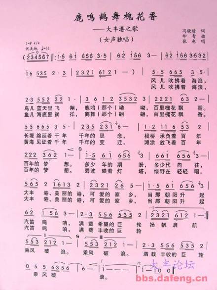 大丰港之歌曲词