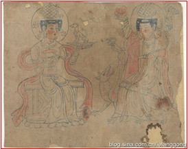 敦煌线描彩画：祆教“善女神”与“恶女神”