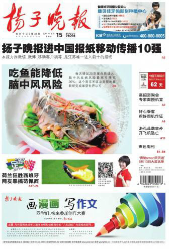 扬子晚报入选中国报纸移动传播10强
