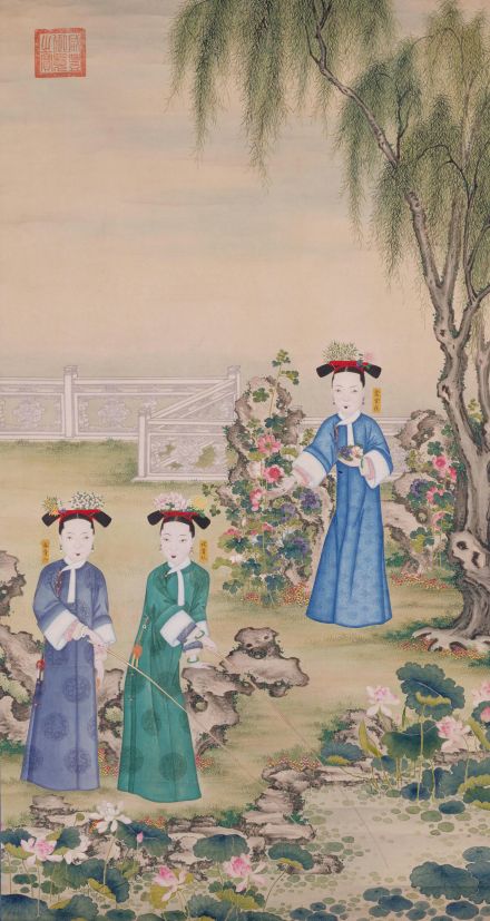 玟贵妃春贵人行乐图轴 