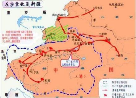 清军收复新疆之战示意图