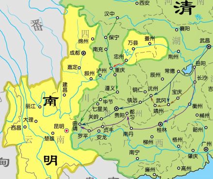 1658年清军占据四川大部