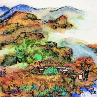 山村秋色图