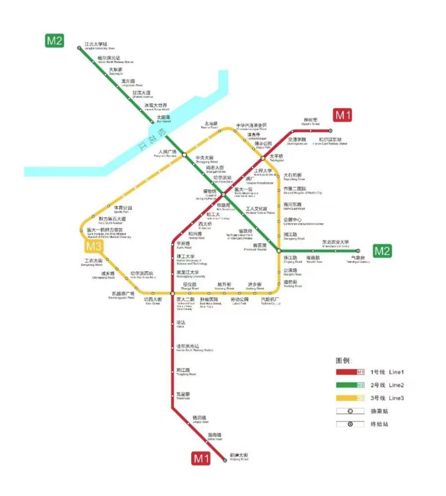 哈尔滨地铁线网图