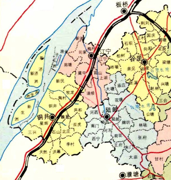 江宁、陆郎、铜井3镇行政区划图（1997年）